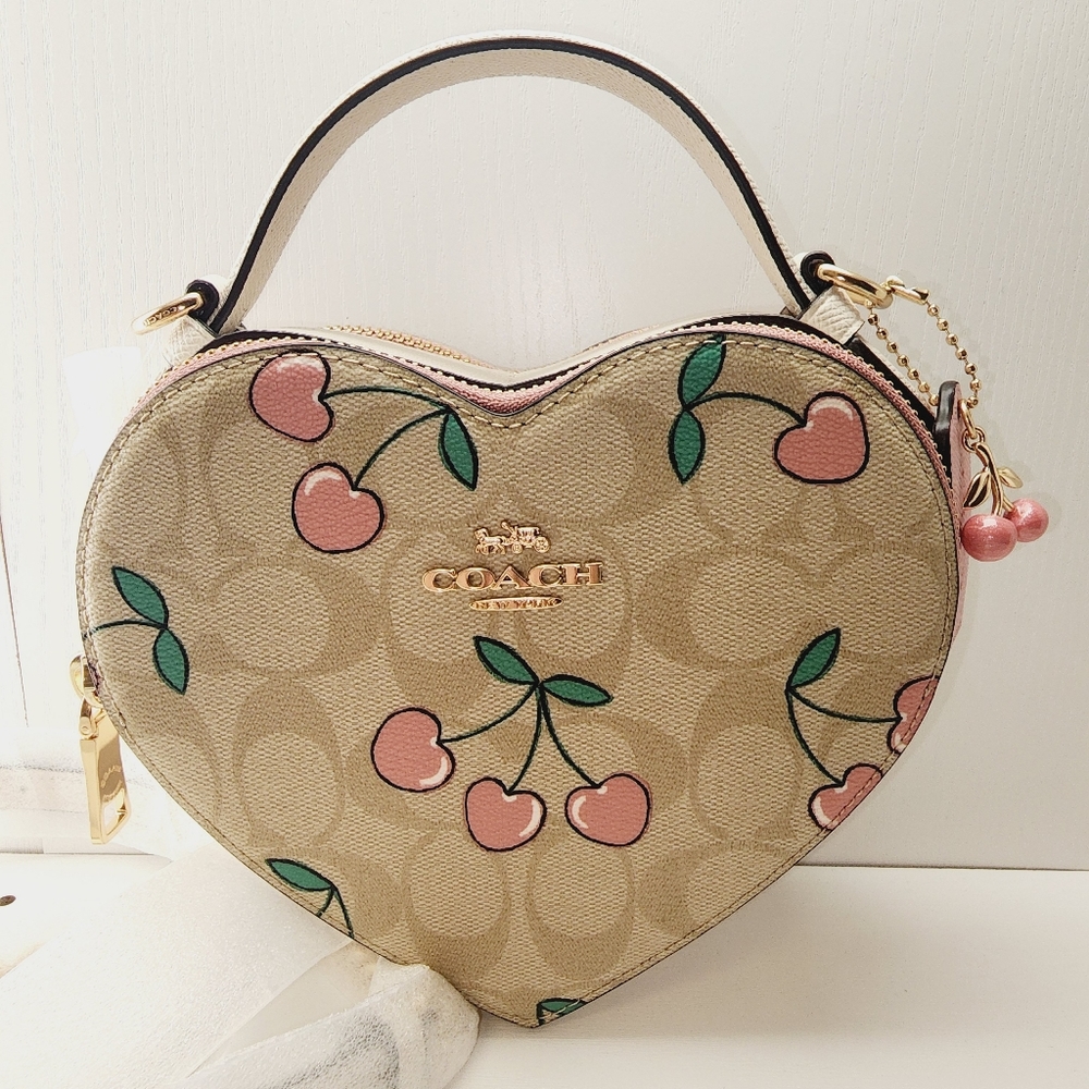Coach Heart Crossbody In Signature Canvas With Heart Cherry Print New With Tags! - Picture 13 of 14
